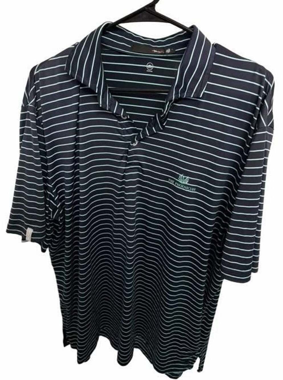 RLX Ralph Lauren The Phoenician Performance Golf Polo Men’s L Navy Green Stripe